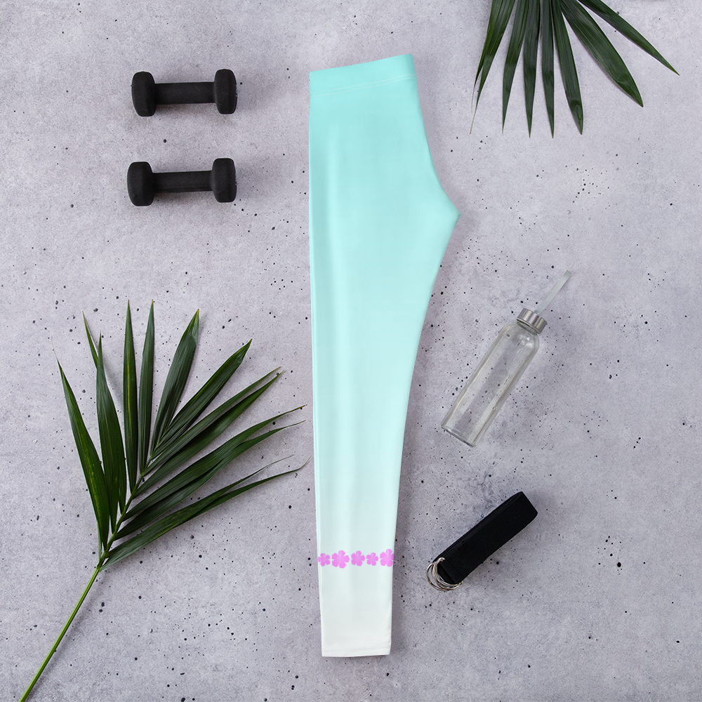 Kailani Hibiscus Wave Athletic Leggings - UPF 50+ Four-Way Stretch