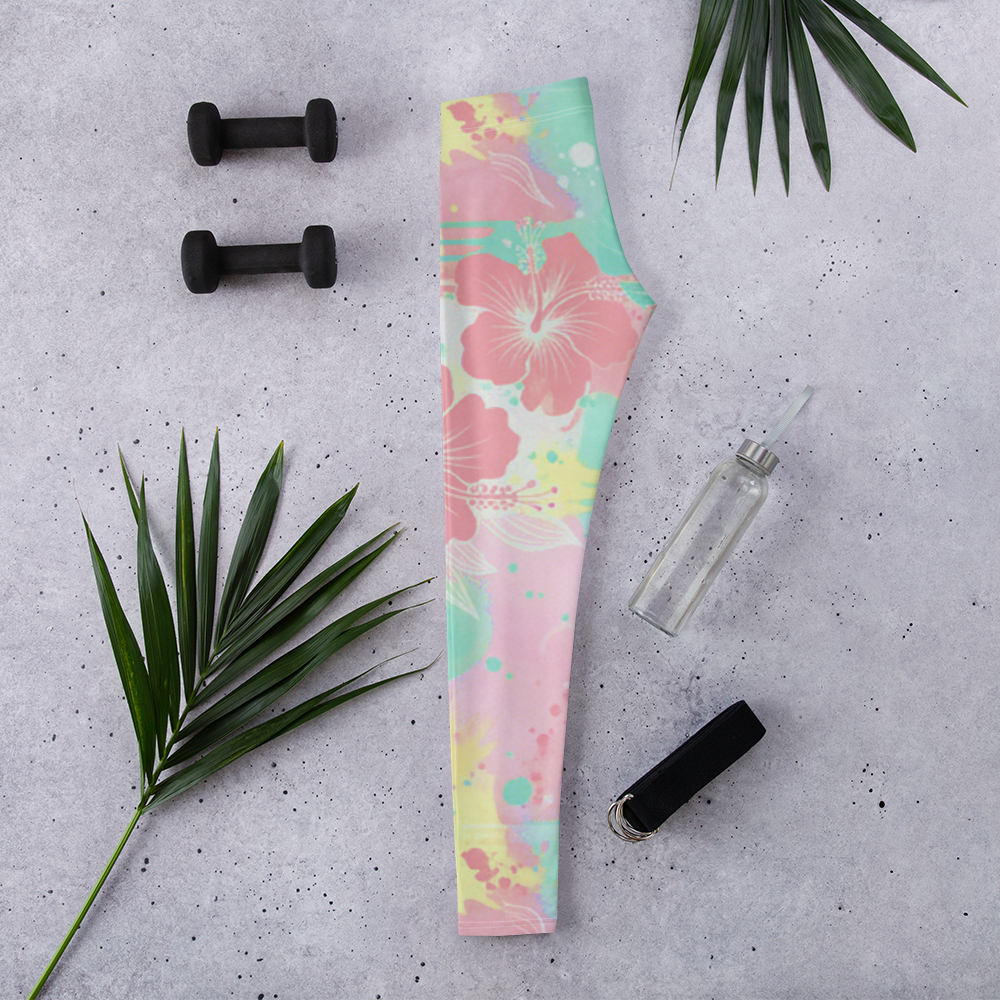 Kailani Hawaiian Floral Athletic Leggings - UPF 50+ Four-Way Stretch