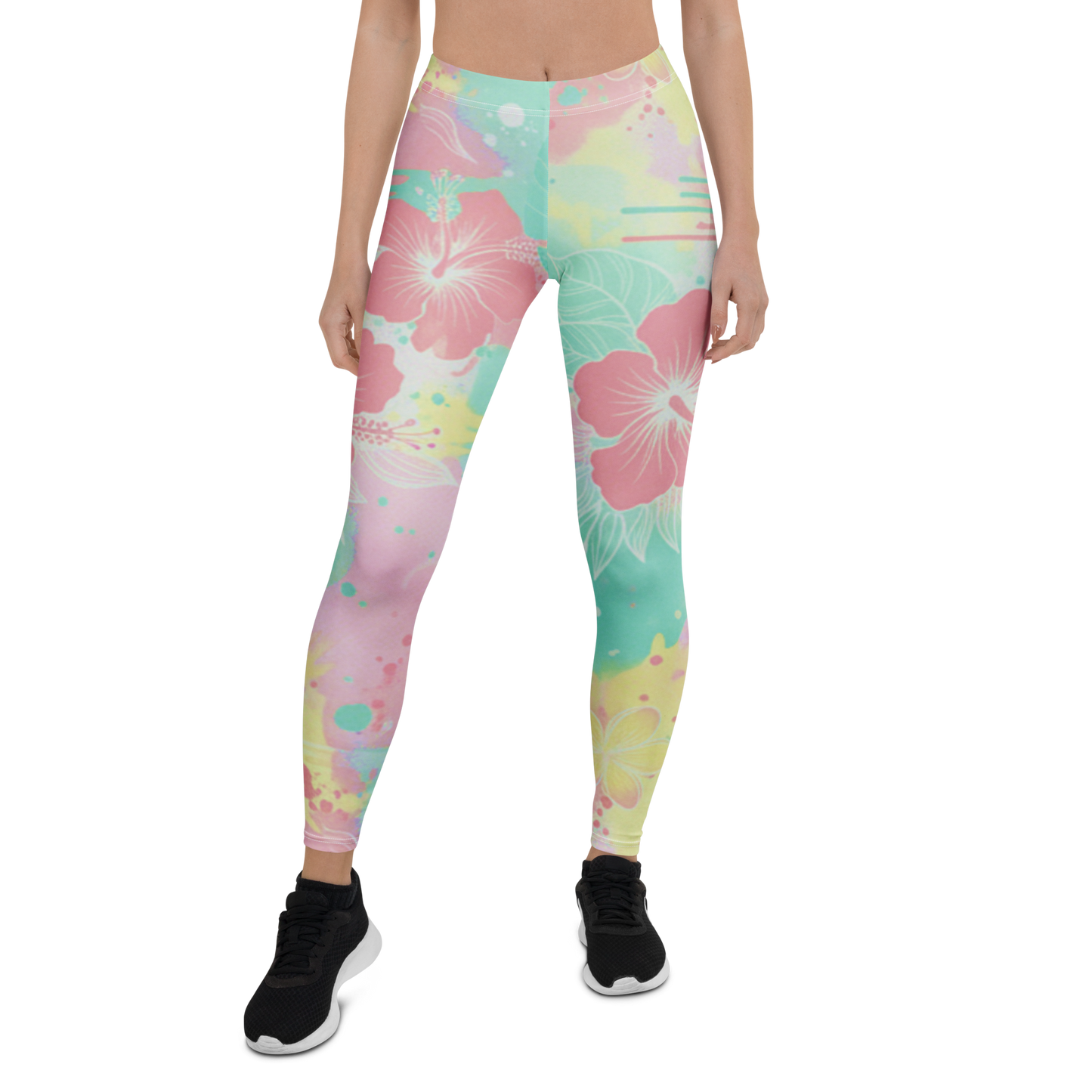 Kailani Hawaiian Floral Athletic Leggings - UPF 50+ Four-Way Stretch