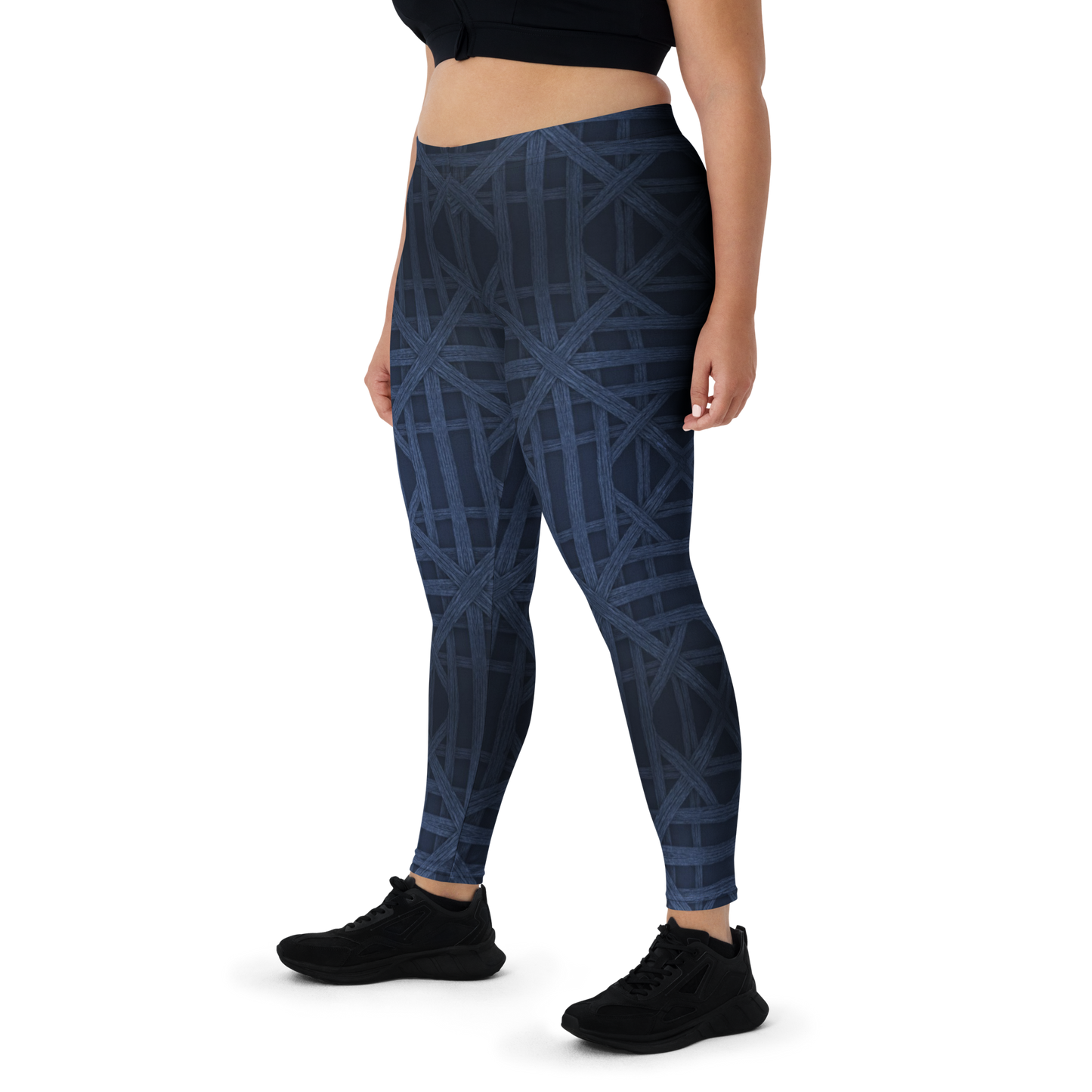Kailani Navy Braid Athletic Leggings - UPF 50+ Four-Way Stretch