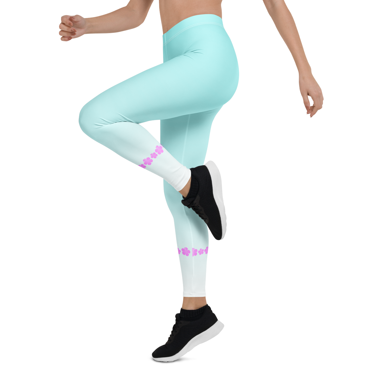 Kailani Hibiscus Wave Athletic Leggings - UPF 50+ Four-Way Stretch