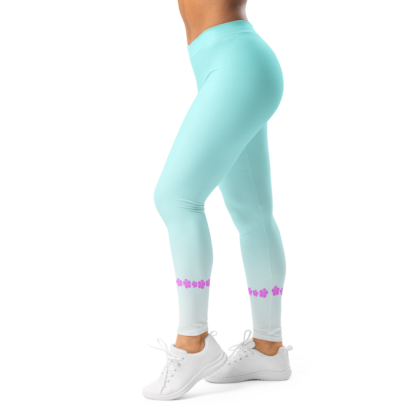 Kailani Hibiscus Wave Athletic Leggings - UPF 50+ Four-Way Stretch