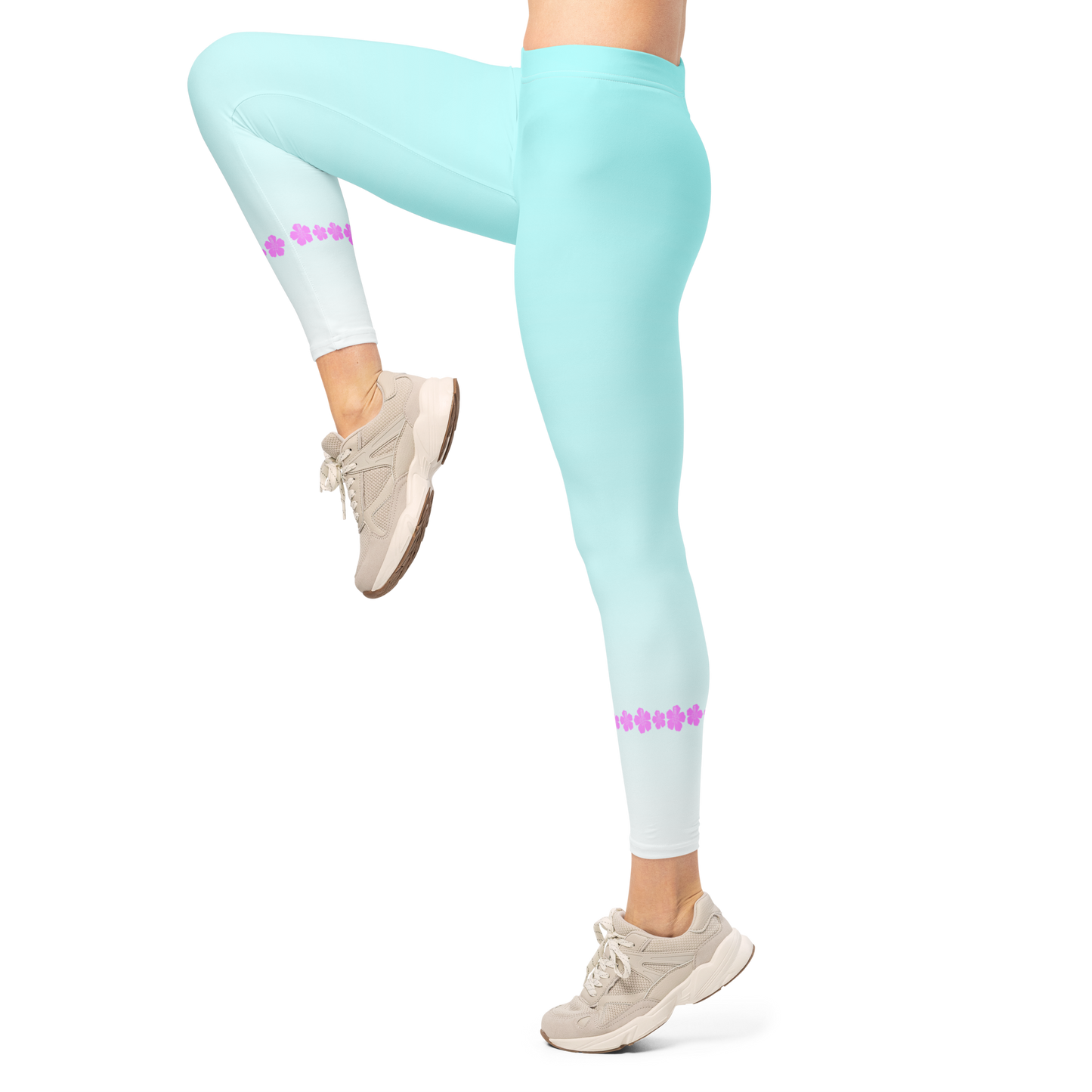 Kailani Hibiscus Wave Athletic Leggings - UPF 50+ Four-Way Stretch