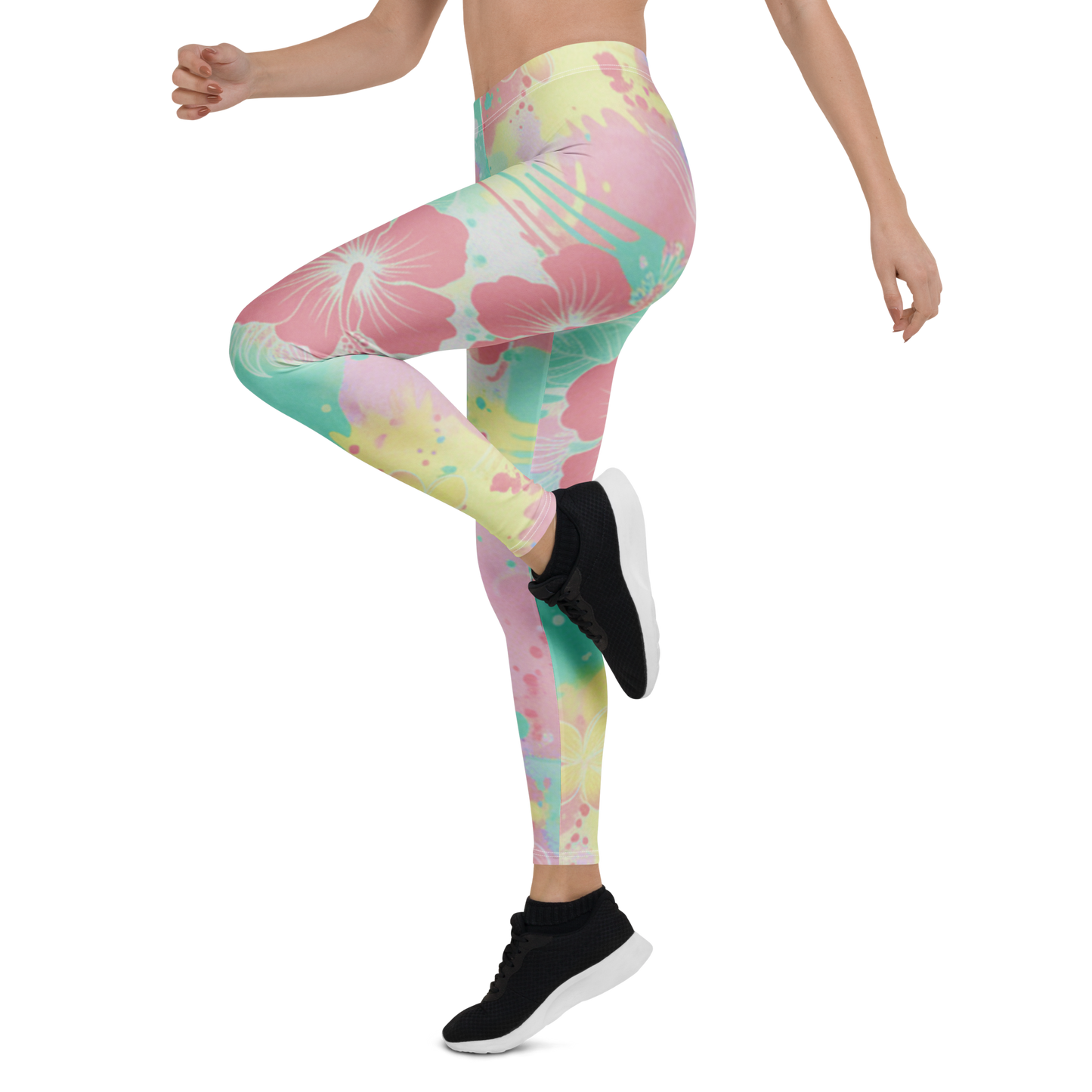 Kailani Hawaiian Floral Athletic Leggings - UPF 50+ Four-Way Stretch