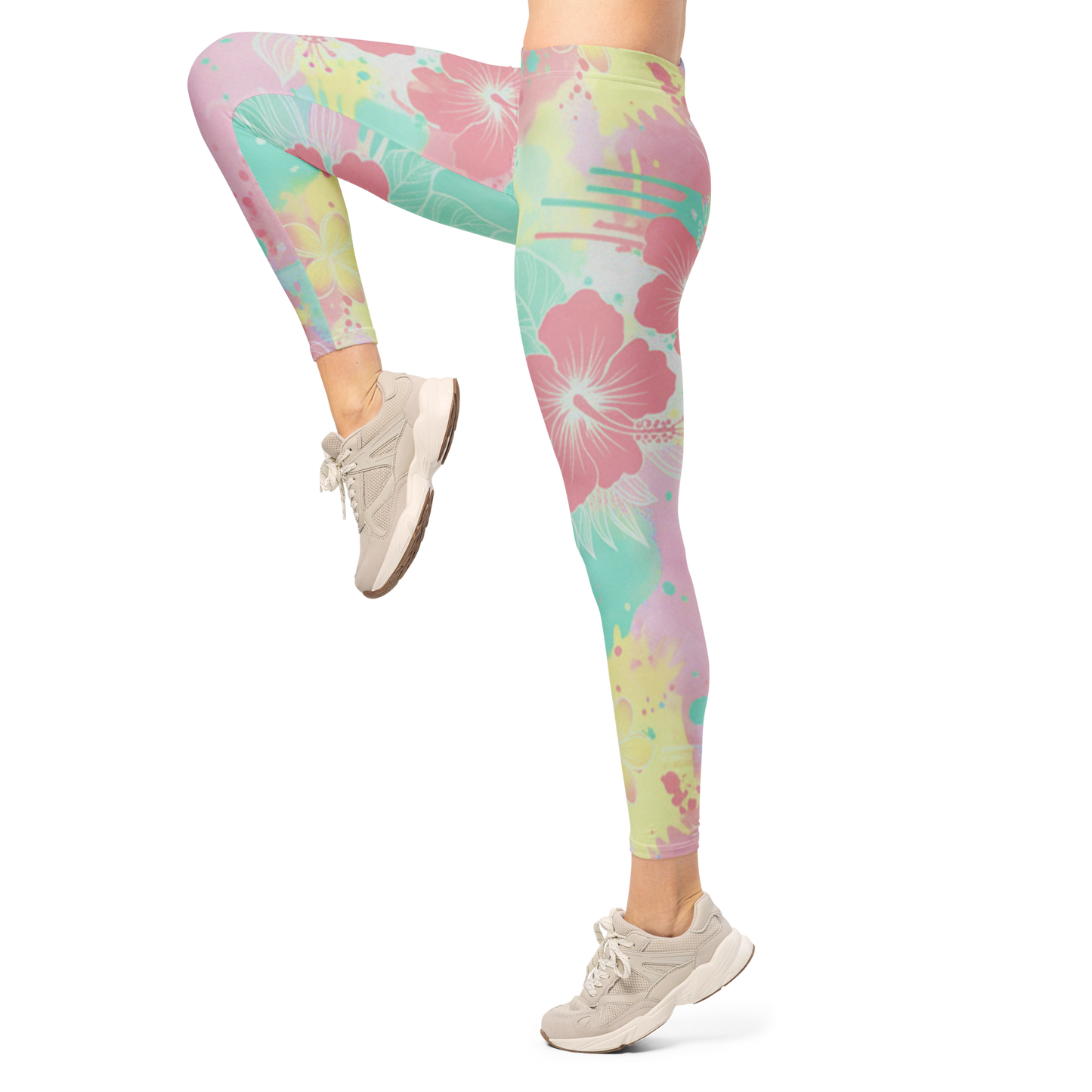 Kailani Hawaiian Floral Athletic Leggings - UPF 50+ Four-Way Stretch