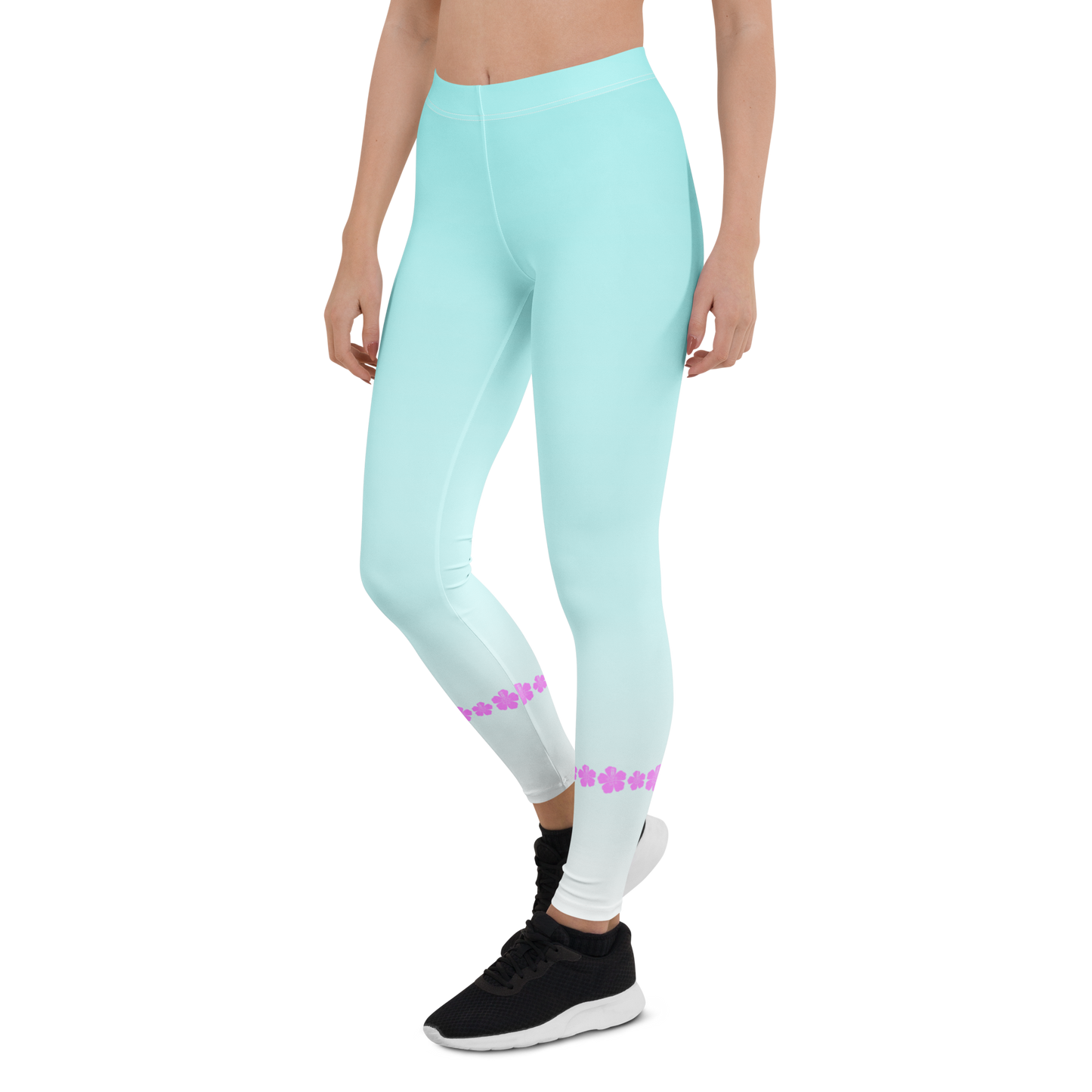Kailani Hibiscus Wave Athletic Leggings - UPF 50+ Four-Way Stretch