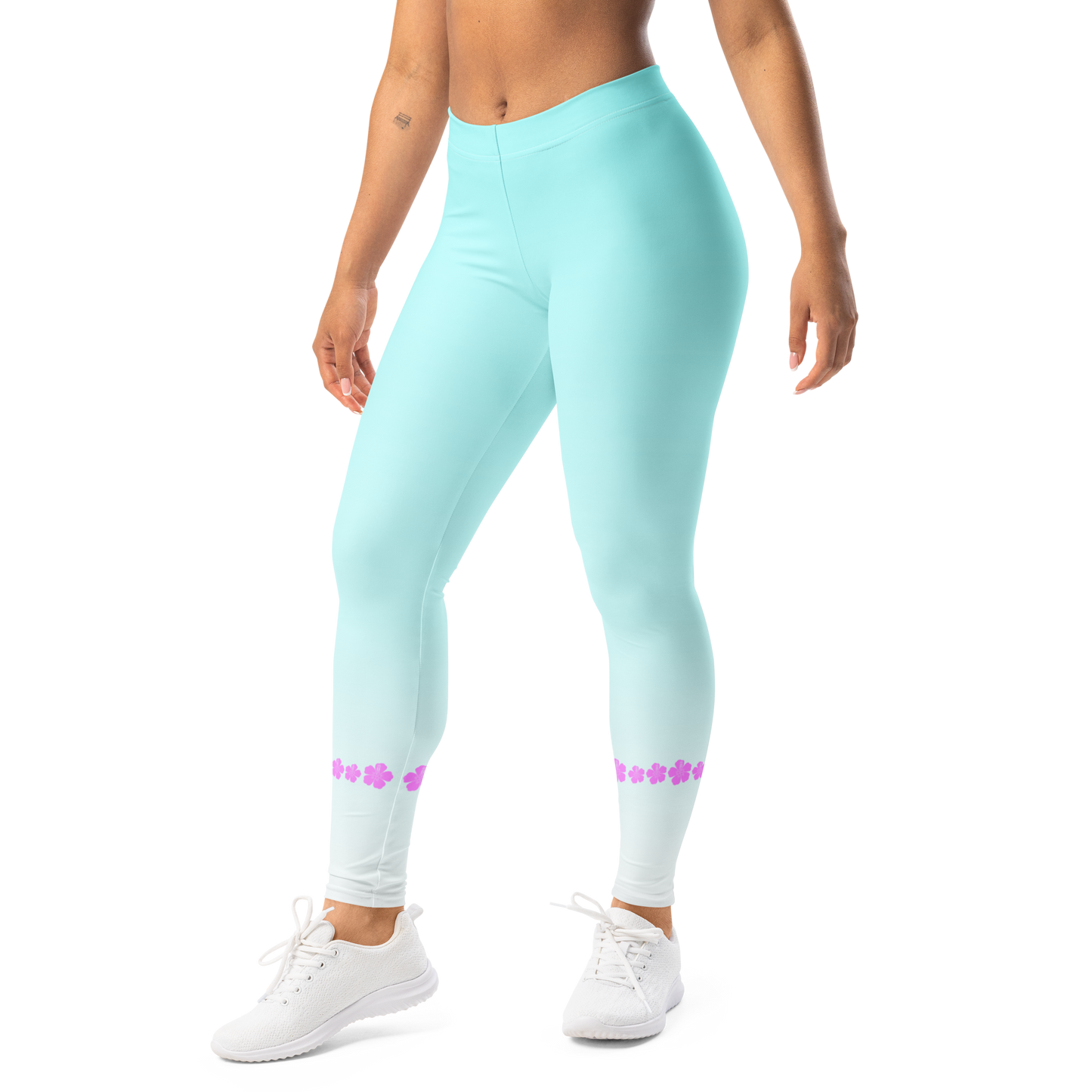 Kailani Hibiscus Wave Athletic Leggings - UPF 50+ Four-Way Stretch