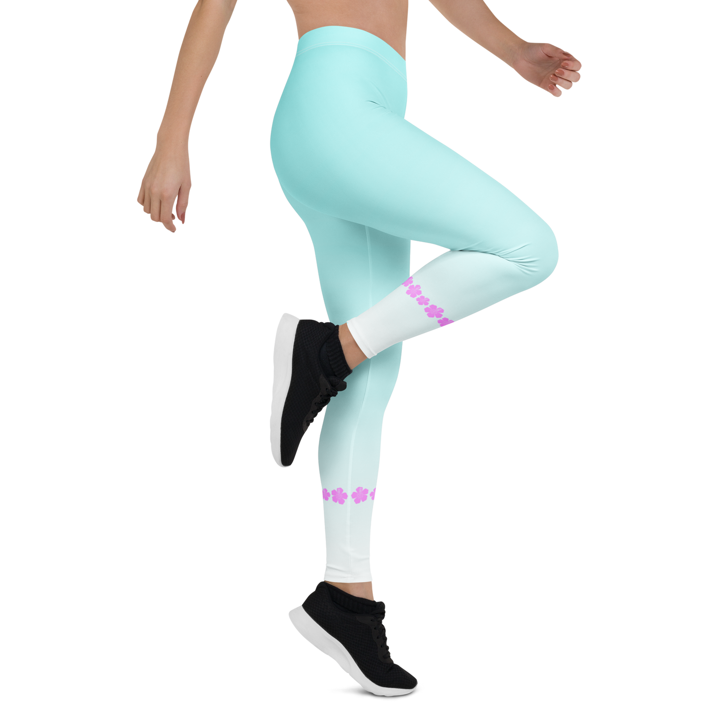 Kailani Hibiscus Wave Athletic Leggings - UPF 50+ Four-Way Stretch