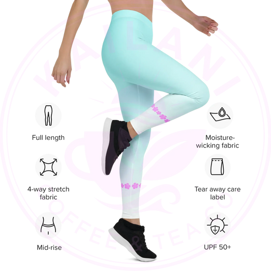 Hibiscus Wave Athletic Leggings - Kailani Brand Exclusive - Kailani Coffee & Tea Co.