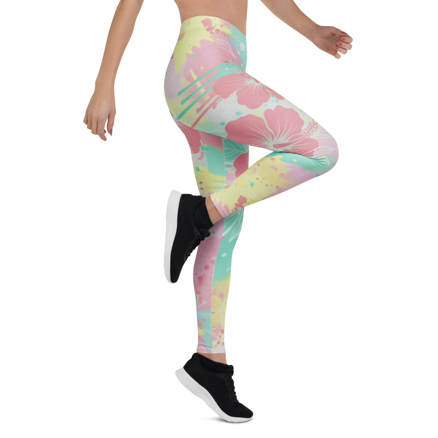 Kailani Hawaiian Floral Athletic Leggings - UPF 50+ Four-Way Stretch