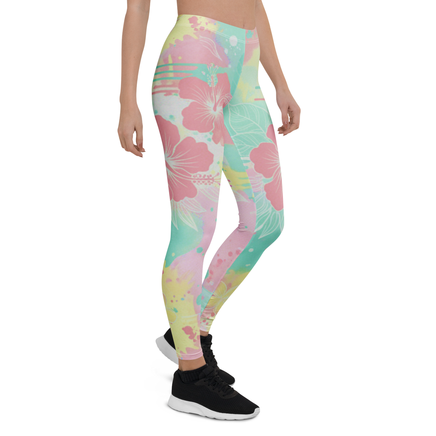 Kailani Hawaiian Floral Athletic Leggings - UPF 50+ Four-Way Stretch