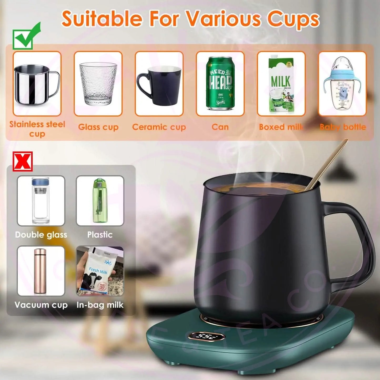 Auto Shut Off USB Coffee Mug Heating Plate with 3 Temperature Setting