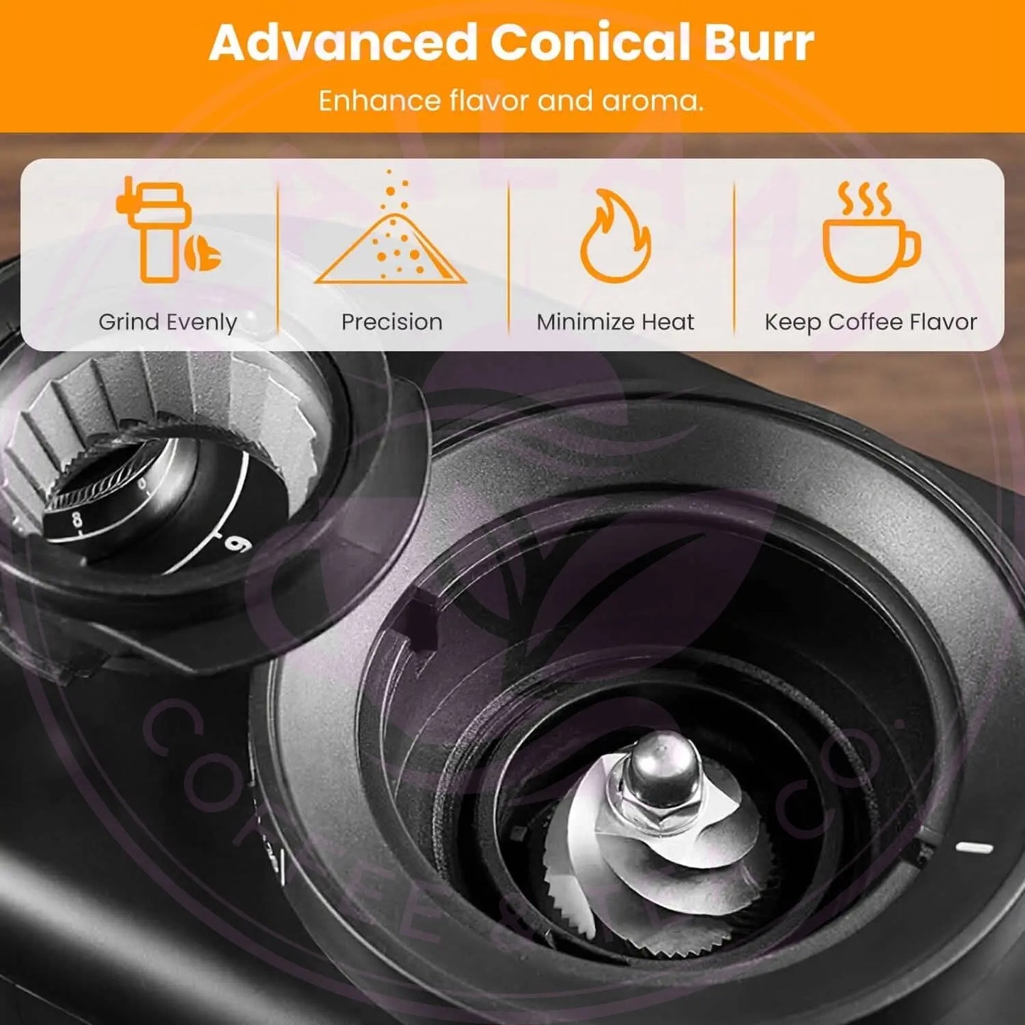 Conical Bur Coffee Bean Electric Grinder with 25 Grind Settings