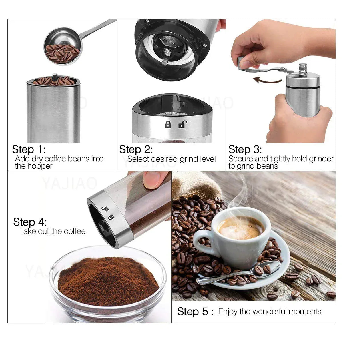 Mini Manual Coffee Grinder - Portable Hand Crank Burr Grinder for Fresh Coffee Anywhere - Kailani Coffee & Tea Co.