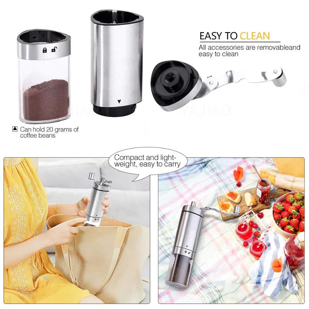 Mini Manual Coffee Grinder - Portable Hand Crank Burr Grinder for Fresh Coffee Anywhere - Kailani Coffee & Tea Co.
