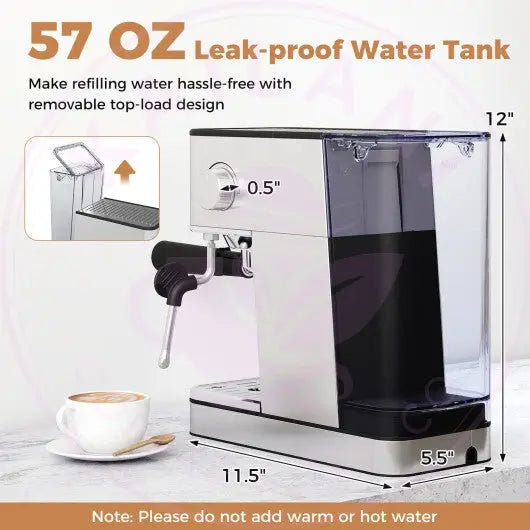 Espresso Machine 20 Bar - Costway Compact Silver