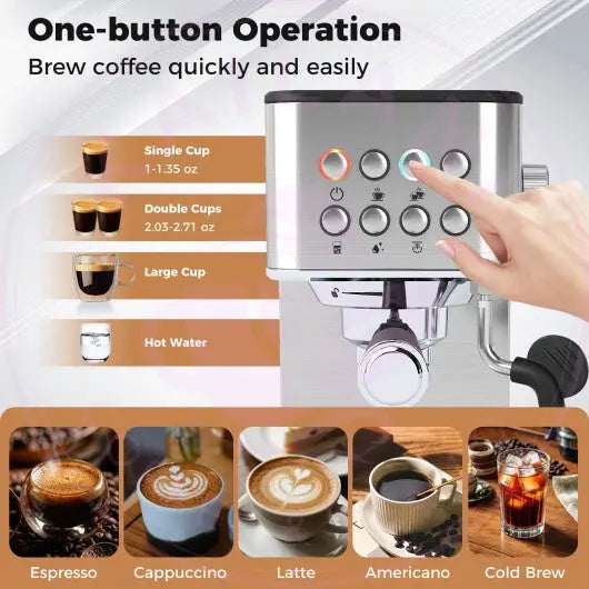 Espresso Machine 20 Bar - Costway Compact Silver