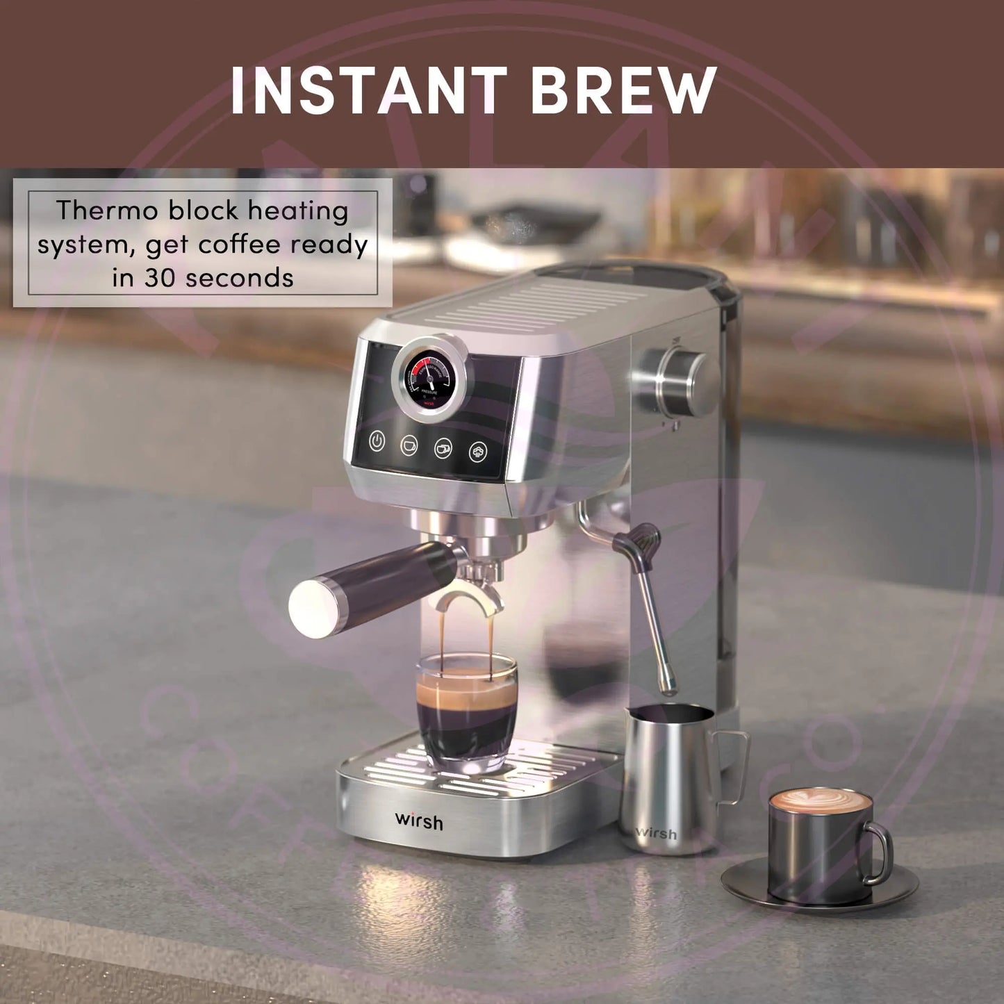 Espresso Machine 20 Bar - Wirsh Home Barista Plus