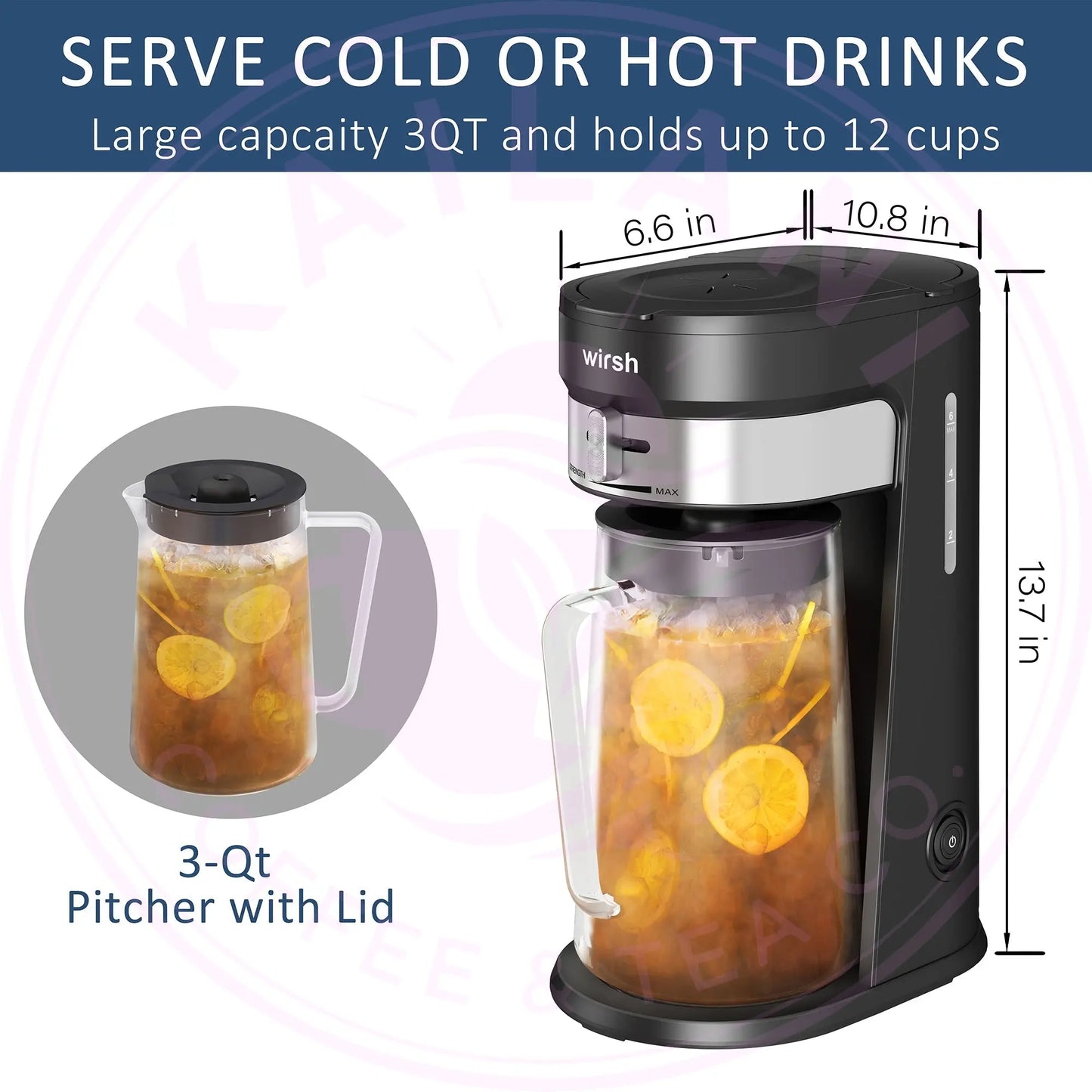 Iced Coffee & Tea Maker - Wirsh 85 oz Pitcher